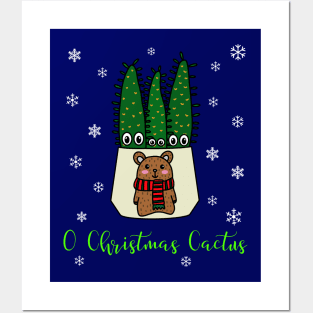 O Christmas Cactus - Eves Pin Cacti In Christmas Bear Pot Posters and Art